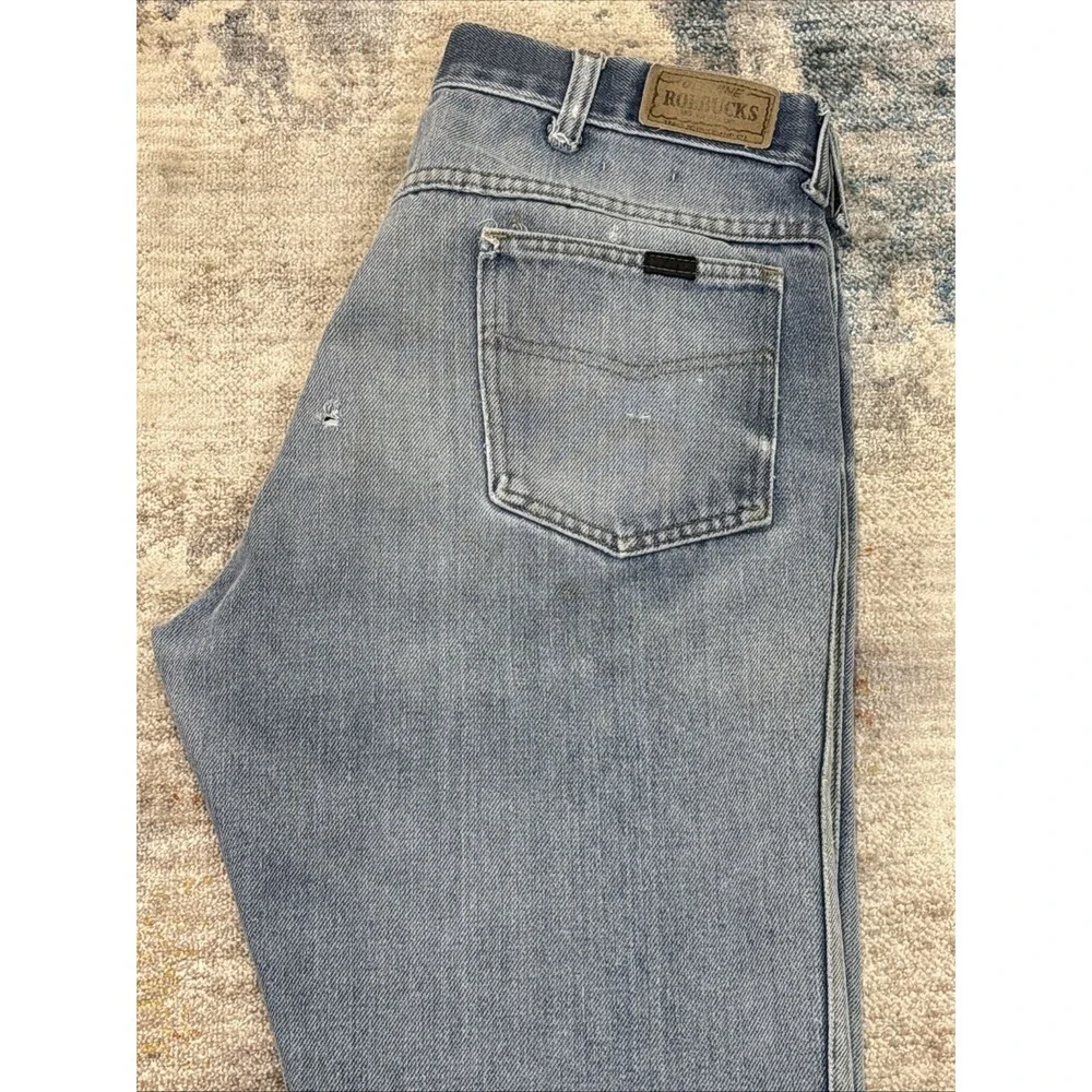 Vintage Roll Bucks‎ Jeans 34x34 USA Made Distressed Faded Straight Leg
